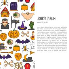 Vector cartoon hand drawn Halloween background