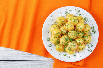 hot new potatoes on white plate