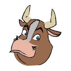 cartoon funny bull horn farm animal