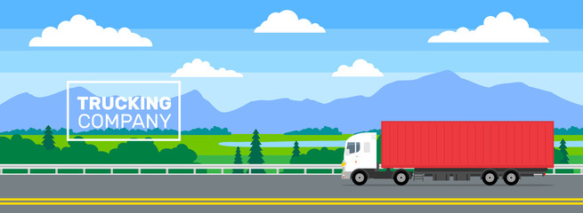 delivery truck moving on highway road .trucking company banner concept - 162197391