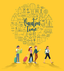 Vacation time for traveler to enjoy trip infographic design