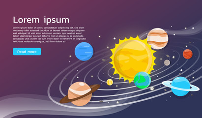 Solar system with planets illustration flat design © Bluehousestudio