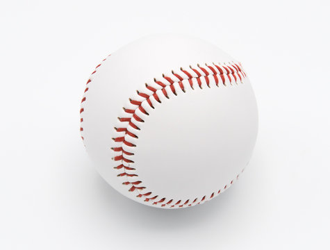 Isolated baseball on a white background and red stitching baseball.