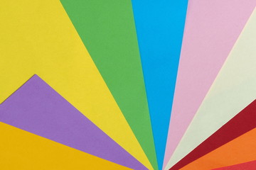 Colored paper background in a fan pattern