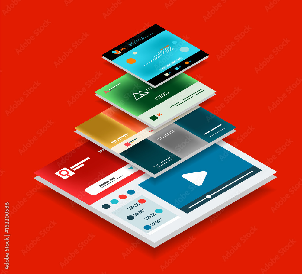 Wall mural vector web site page design development concept