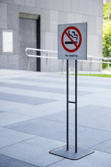 No smoking signs in downtown in vertical
