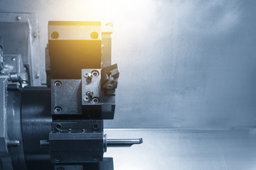 CNC lathe machine / Turning machine with the cutting  tool.Hi-precision CNC machining concept.