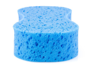 Blue sponge on white