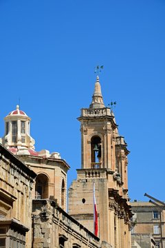 St Augustine Church along Old Bakery Street, Valletta, Malta.