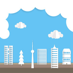 Obraz premium Cityscape paper art style business concept