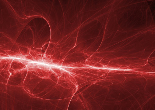 Red lightning, abstract plasma background