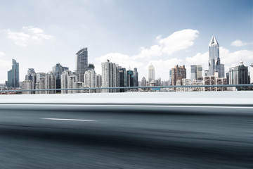 empty road with modern buildings in modern city