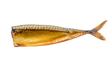 Smoked herring isolated on white background