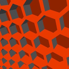 Perspective view on honeycomb. Hexagon pattern background. Isometric geometry