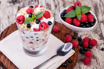 yogurt with muesli and berries