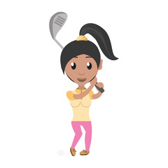 women playing golf cartoon icon vector illustration graphic design