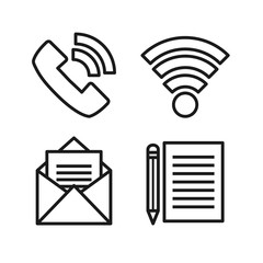 Hand drawn communication related icons over white background vector illustration