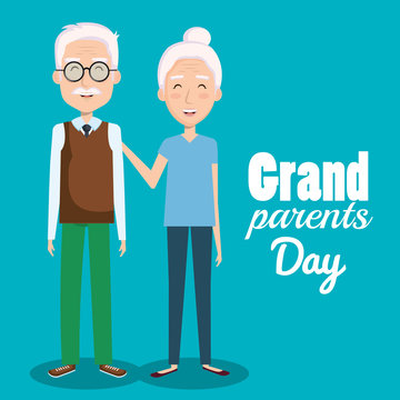 Cute grandparents day design over blue background vector illustration