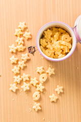 Cereal on wooden floor