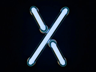 Fototapeta premium Neon tube letter on black background. 3D rendering