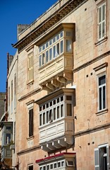 Fototapeta na wymiar Traditional buildings with balconies, Valletta, Malta.
