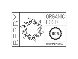 Organic food. Logo, badge, label for healthy eating, berry icon