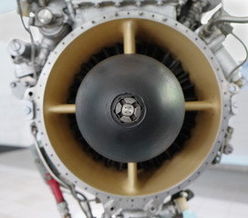 Fototapeta na wymiar intake manifold on a turboshaft engine.selective focus