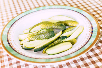 pickled cucumbers on plate