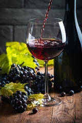 Red wine and grapes 