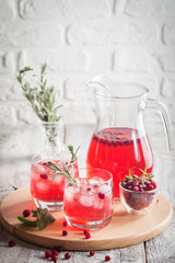 Refreshing drink with cranberries