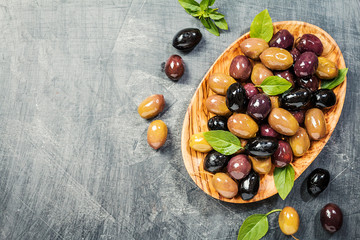 Fototapeta na wymiar bowl with different kind of olives