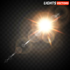 Vector transparent sunlight special lens flare light effect.