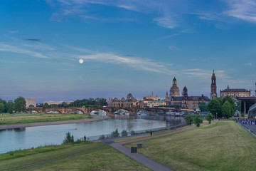 Panorama of the German city Dresden at dawn