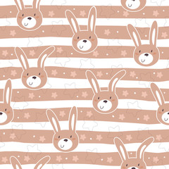 Seamless pattern with cute little bunny. vector illustration