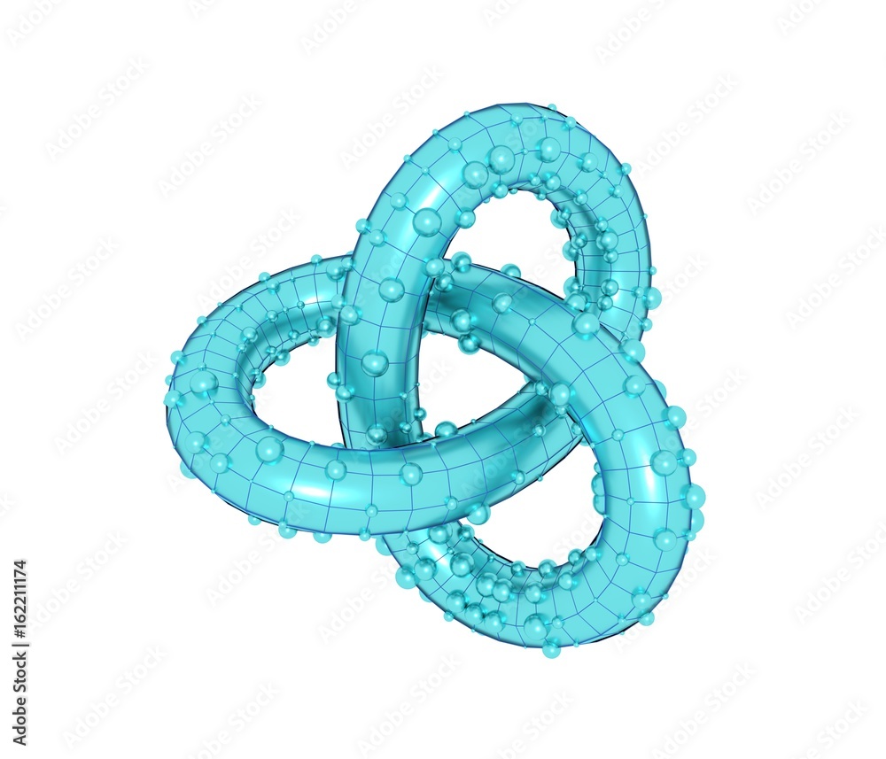 Canvas Prints abstract geometric shape with trefoil knot. 3d rendering. polygonal wireframe infinity loop model