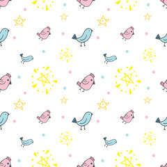 cute of bird seamless pattern vector