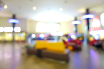 Blur colorful movie lounge in the mall