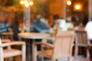 Blurred image of cafe (coffee shop) interior