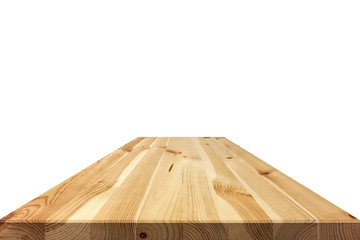 Wood table top isolated on white background
