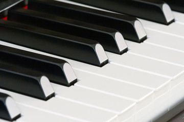 Piano keys side close-up