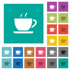 Cup of coffee square flat multi colored icons