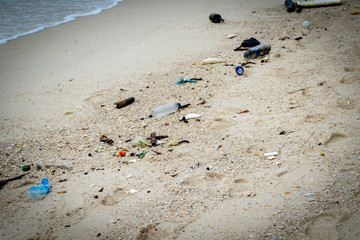 Garbage  on sea ,environment concept