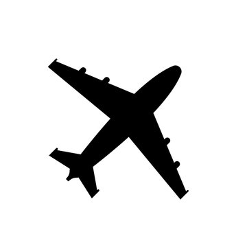 Airplane black icon. Top view
