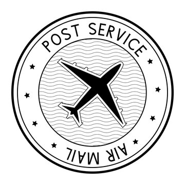 Air mail black stamp with aircraft