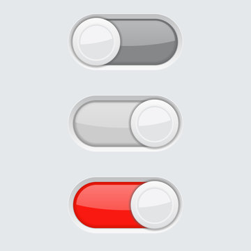 Toggle switch buttons on gray background