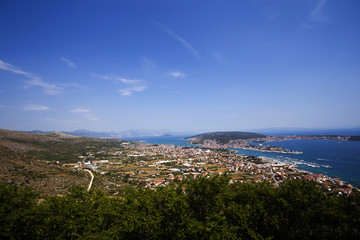 Fototapeta na wymiar View from hill on Trogir, Split, Ciovo, Kastela