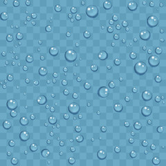 Clean water drops of dew on transparent background