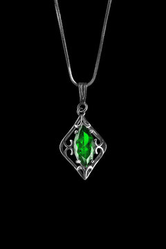 Emerald pendant isolated