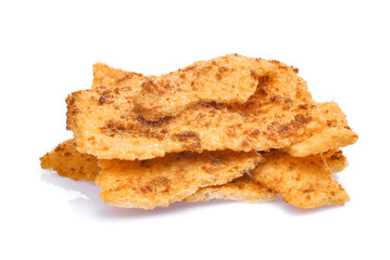 pile of rice cracker with pork floss isolated on white background