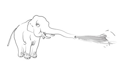 éléphant soufflant de l'eau